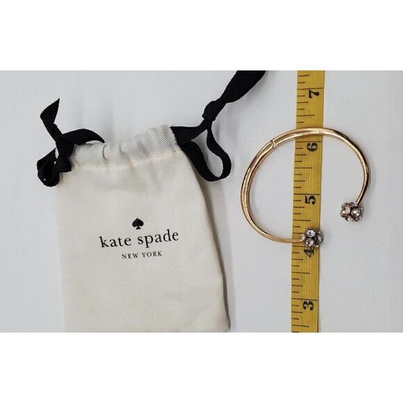 Kate Spade Gold Tone Rhinestone Hinged Cuff Bracelet - Picture 6 of 10